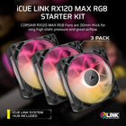 CORSAIR iCUE Link RX120 MAX RGB 120mm PWM Thick Fans with iCUE Link System Hub – High-Static Pressure – Magnetic Dome Bearing – Triple Pack – Black