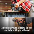 WORX WX550L 20V Axis 2-in-1 Reciprocating Saw and Jigsaw with Orbital Mode, Variable Speed and Tool-Free Blade Change