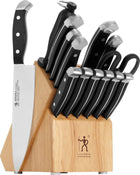 HENCKELS Premium Quality 15-Piece Knife Set with Block, Razor-Sharp, German Engineered Knife Informed by Over 100 Years of Masterful Knife Making, Lightweight and Strong, Dishwasher Safe