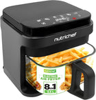 Nutrichef 5.8 Quart Air Fryer | 8-1 Preset Cook Modes | Transparent Fry Bowl for Best Cooking Results | Cook Shrimp, Steak, Fries, Wings, Chicken & More | Precise Temperature Control & Time | Grey