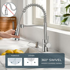 FORIOUS Kitchen Faucet, Stainless Steel Spring Sink Faucets with Dual Mode Setting Sprayer, High Arc Single Handle Classic Laundry Faucets 1 or 3 Hole for Farmhouse, Camper,Bar, Brushed Nickel