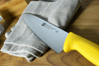 ZWILLING J.A. Henckels Twin Master 8\ Chef\'s Knife | 57 Rockwell Hardness | Ergonomic Non-Slip Synthetic Resin Yellow Handles with Enclosed Tang | Made in Spain