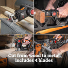 WORX WX550L 20V Axis 2-in-1 Reciprocating Saw and Jigsaw with Orbital Mode, Variable Speed and Tool-Free Blade Change