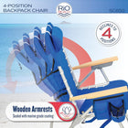 Rio Brands 4-Position Hi-Boy Backpack Beach Chair, Folding Chair for Outdoors, Stripe