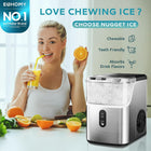 EUHOMY Nugget Ice Makers Countertop, Pebble Ice Maker Machine with 35lbs/24H Soft Ice, Self-Cleaning Sonic Ice Maker with Ice Scoop&Basket for Home/Kitchen/Office(Stainless Steels)