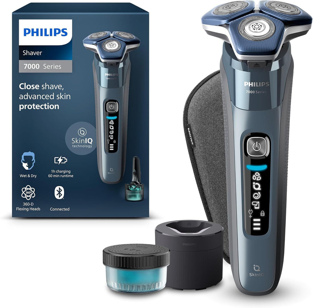 Philips Electric Shaver Series 7000, Wet & Dry Electric Shaver & Electric Razor for Men, SkinIQ Technology & Cable‑Free Quick Clean Pod, S7882/50