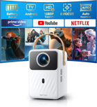 [Built-in Battery & Apps] Mini Projector with WiFi and Bluetooth, Battery Powered Projector 1080P, TOPTRO Smart Portable Projector, Auto Focus Keystone, Outdoor Movie Projector for Phone/TV Stick