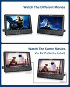 WONNIE 10.5 Two DVD Players Dual Screen for Car Portable CD Player, Play a Same or Two Different Movies with Two Mounting Brackets, 5-Hour Rechargeable Battery, Support USB/SD Card Reader