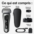 Braun Series 8 Electric Shaver for Men with Precision Long Hair Trimmer, Wet and Dry Electric Razor with Charging Stand and Travel Case, 8517s Galvano Silver