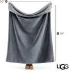 UGG Euphoria Throw Blanket, Plush Faux Fur Blanket, 50\ x 70\, Grey Blue | Reversible Fluffy Faux Fur to Ultra Soft Microfiber, Ultra Plush, OEKO-TEX Compliant, Machine Washable, All-Season Décor
