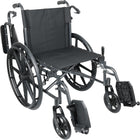 BIOS Living 22\ / 55.8 cm Phoenix Wheelchair, Foldable, Durable Steel Frame, Swing Away/Removable Footrests, Flip-Up PVC Armrests, Adjustable Seat Height, 300lbs / 136kg Capacity