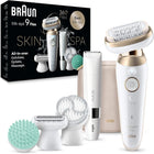 Braun Epilator Silk-épil 9 Flex SkinSpa, Hair Removal Device, 360 Flex and Pivoting Head, Wet and Dry, Includes Shaver Head, Trimmer Comb, Massage Pad, Exfoliation Brush and BodyTrimmer, SES9-481 3D