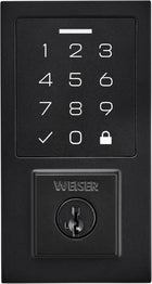 Weiser SmartCode Matte Black Keyless Entry Door Lock/Deadbolt Lock, 10-Button Touchpad Door Lock with Backlit Keypad, Up to 50 User Codes, Electronic Door Locks for Front Door, Modern Home Décor