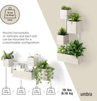 Umbra Cubiko Wall-Mount Planter with Four Adjustable Pots, Suitable for Indoor or Outdoor Use, Sand