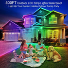 RCUICA Outdoor LED Strip Light Waterproof 500ft,IP68 Outside LED Light Strip Waterproof with App Remote Control,Music Sync RGB Exterior LED Rope Light for Balcony