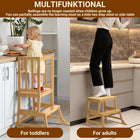 COSYLAND Baby and Toddler Step Stool Kitchen Nursery Helper Stand with Safety Rail in Natural Bamboo, Strong and Lightweight Toddler Kitchen Stool Helper - Natural
