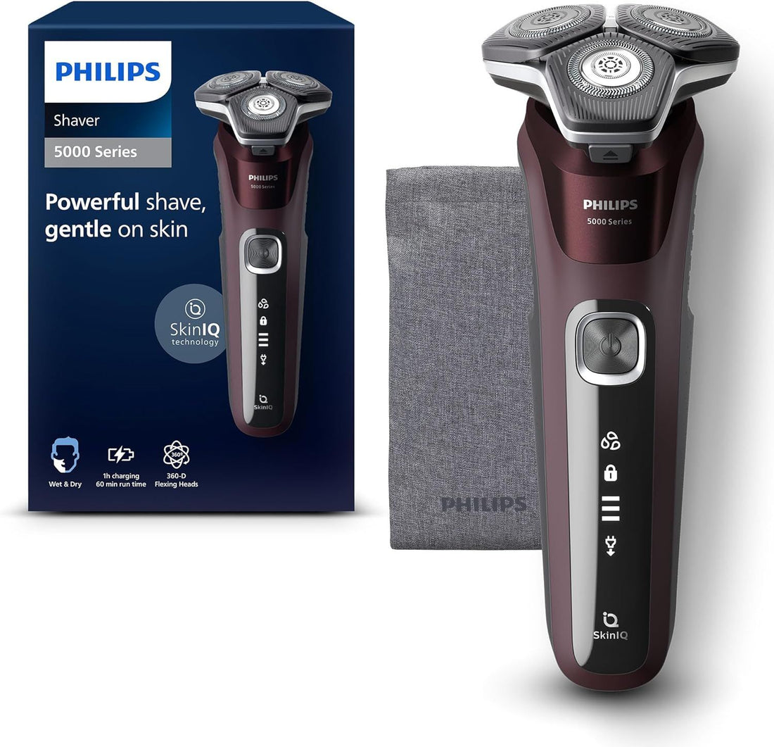 Philips Shaver Series 5000, Wet & Dry Electric Shaver, with SkinIQ Technology, Pop-up Trimmer, Burgundy Red, Model S5881/10