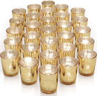 LETINE Gold Votive Candle Holders Set of 36 - Speckled Mercury Gold Glass Candle Holder Bulk - Ideal Candle Jars for Wedding Centerpieces, Party Supplies, Holiday Day Table Decor