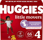 Huggies Size 4 Diapers, Little Movers Baby Diapers, Size 4 (22-37 lbs), 66 Count | Curved and Stretchy Fit for Baby Comfort, Unique Waistband Prevents Leaks, Made Without Parabens or Latex
