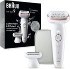 Braun Silk-épil 9 Pivoting Head, Wet and Dry Epilator, Includes Shaver Head and Trimmer Comb, SES9-030