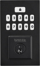 Weiser SmartCode Keypad Electronic Deadbolt – Matte Black Keyless Entry Lock, Back-Lit Touchpad, 50 User Codes + Master Code, SmartKey Re-Key, ANSI/BHMA Grade 2 – Fits 1-3/8″-1-3/4″ Doors
