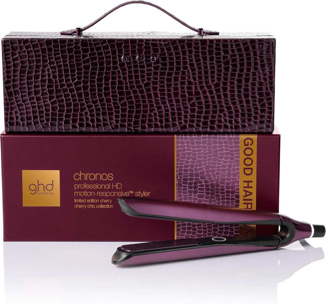 ghd Chronos Styler - 1” Smart Flat Iron Hair Straightener with HD Motion-Responsive Technology, Faster Styling, 24-Hour Results, More Shine, Less Frizz & No Heat Damage - Limited Edition Cherry Chic