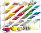 BEYGORM Acrylic Vertical Marker Organizer for 200 Markers with 17 Compartments, Clear Angled Pen & Pencil Holder, Large Desk Stationery & Art Supply Storage for Office & School (13 x 10.2 x 4 Inch)
