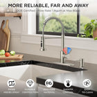 FORIOUS Kitchen Faucet, Stainless Steel Spring Sink Faucets with Dual Mode Setting Sprayer, High Arc Single Handle Classic Laundry Faucets 1 or 3 Hole for Farmhouse, Camper,Bar, Brushed Nickel