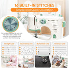 Mini Dual-Speed Sewing Machine Double Needle & Double Thread 16 Stitch Modes Beginner-Friendly Household Sewing Machine, ldeal for Adults & Beginners
