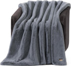 UGG Euphoria Throw Blanket, Plush Faux Fur Blanket, 50\ x 70\, Grey Blue | Reversible Fluffy Faux Fur to Ultra Soft Microfiber, Ultra Plush, OEKO-TEX Compliant, Machine Washable, All-Season Décor