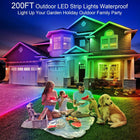 LETIANPAI 200Ft Outdoor LED Strip Lights Waterproof with self-Adhesive Back,IP68 Outside Led Lights Strips Waterproof with Bluetooth App Remote,Music Sync RGB Exterior Led Rope Lights for