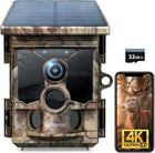 CEYOMUR 4K 30fps Solar Trail Cameras, 46MP WiFi Trail Camera with Night Vision 0.1s Trigger Motion Activated, Game Camera with 120° Detection IP66 Waterproof for Wildlife Scouting with 32GB SD Card