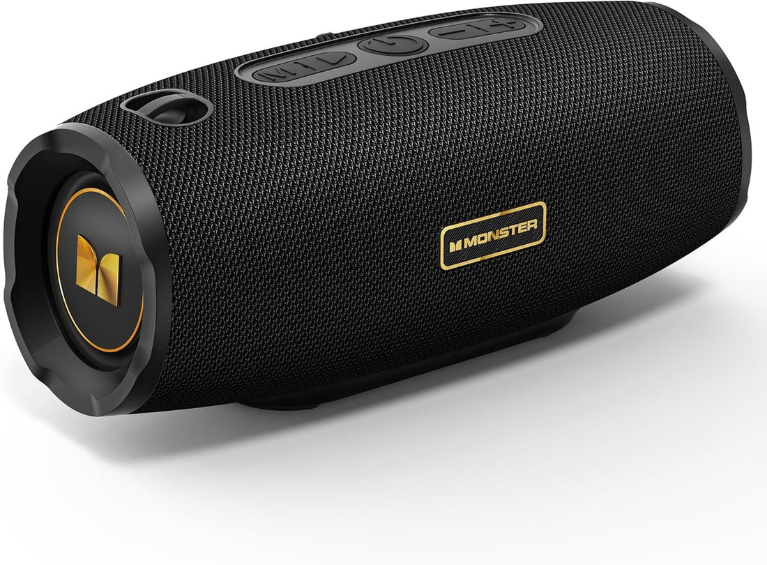 Monster S380 Bluetooth Speaker, Portable Speaker with 40W Stereo Sound, 20H Playtime, Bluetooth 6.0, IPX6 Waterproof, Support AUX/TF Card, TWS Pairing Wireless Speaker for Travel Party