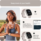 Google Fitbit Sense 2 - Health & Fitness Smartwatch - Lunar White/Platinum | Advanced Health and Fitness Smartwatch to Manage Stress and Sleep, ECG App, SpO2, 24/7 Heart Rate, GPS, One Size