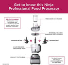 Ninja Professional Plus Food Processor 850-Watts With Auto-iQ Preset Programs Chop Puree Dough Slice Shred With a 9-Cup Capacity and a Silver Stainless Finish (BN600C) - Canadian Version