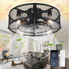 Depuley Flush Mount Ceiling Fan: 20 Inch Low Profile Ceiling Fans with Lights and Remote 6 Speeds Reversible - Small Fan Light Fixture DC Motor for Bedroom Kitchen Black E26 Bulbs Included
