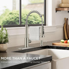 FORIOUS Kitchen Faucet, Stainless Steel Spring Sink Faucets with Dual Mode Setting Sprayer, High Arc Single Handle Classic Laundry Faucets 1 or 3 Hole for Farmhouse, Camper,Bar, Brushed Nickel