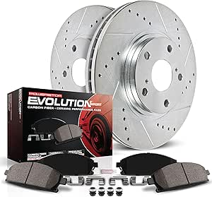 Power Stop K690 Front Z23 Carbon Fiber Brake Pads with Drilled and Slotted Brake Rotors Kit For 1996-2005 Honda Civic | 2010-2014 Honda Insight [Application Specific]