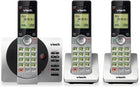 VTech DECT 6.0 3-Handset Cordless Phone with ITAD, CID, Backlit Keypads and Screens, Full Duplex Handset Speakerphones, Call Block Silver/Black, CS6929-3
