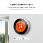 Google Nest Learning Thermostat - Programmable Smart Thermostat for Home - 3rd Generation Nest Thermostat - Compatible with Alexa - Stainless Steel