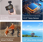 ORDRO M5 Handheld Camera 5K, 3-Axis Stabilisation Video Camcorder, Portable IR Night Vision WiFi Vlogging Camera with 120° Wide Angle, Face Tracking, 64G Card, Remote Control, Bracket
