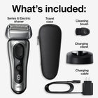 Braun Series 8 Electric Shaver for Men with Precision Long Hair Trimmer, Wet and Dry Electric Razor with Charging Stand and Travel Case, 8517s Galvano Silver
