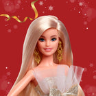Barbie Signature 2025 Holiday Barbie Fashion Doll with Blonde Hair Wearing Silver & Gold Gown, Seasonal Collectible Includes Displayable Packaging & Doll Stand