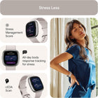 Google Fitbit Sense 2 - Health & Fitness Smartwatch - Lunar White/Platinum | Advanced Health and Fitness Smartwatch to Manage Stress and Sleep, ECG App, SpO2, 24/7 Heart Rate, GPS, One Size
