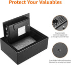 Amazon Basics Small Slim Desk Drawer Security Safe with Programmable Electronic Keypad, 0.1 Cubic Feet, Small Safe, Black, 11.8\'\'W x 8.6\'\'D x 4.4\'\'H