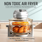 Big Boss 16Qt Extra Large Glass Air Fryer Non Toxic – Family Sized 4 in 1 Cooker with 3 Cooking Sections, Stainless Steel Racks for French Fries, Chicken, No Preheat, Self Cleaning, Dishwasher Safe