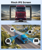 Reverse Camera 9-Inch HD IPS Screen with 4-Camera Car Reverse System, IP68 Waterproof, Infrared Night Vision, and Easy DIY Installation for RV/Tractor/Truck/Excavator/Caravan/Skid Steer/Heavy