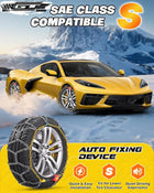 Snow-Chains Auto Fixing 1 Min Quick Fit Easy Installation Tire-Chains, Portable Reusable Universal Emergency Tire Traction Chain for Passenger Car, Pickup Trucks and SUV - Set of 2 (HN-140)
