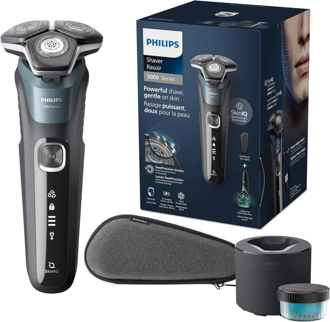 Philips Shaver Series 5000, Wet & Dry Electric Shaver & Face Razor for Men with Cable‑Free Quick Clean Pod, S5882/50