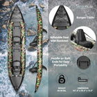 SereneLife 2 Person Inflatable Kayak - Double Kayak with Aluminum Paddles, Repair Kit - Lightweight, Portable Adult Kayaks with High-Output Pump - Durable Vinyl Kayak for Lake, Mild River – Camo
